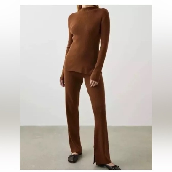 RAILS Jules Pants XL Womens Brown Ribbed Knit Stretch Pull on Cozy Silk Blend - Picture 1 of 9